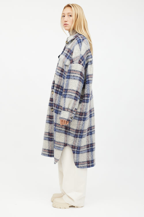 Isabel Marant Étoile Blue Gabrion Checked Wool Jacket