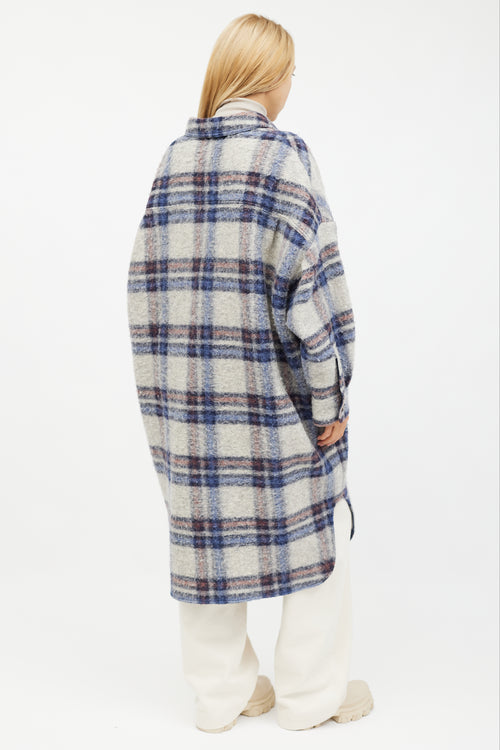 Isabel Marant Étoile Blue Gabrion Checked Wool Jacket