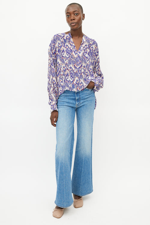 Isabel Marant Étoile Blue 
Multicolour Print Silk Top