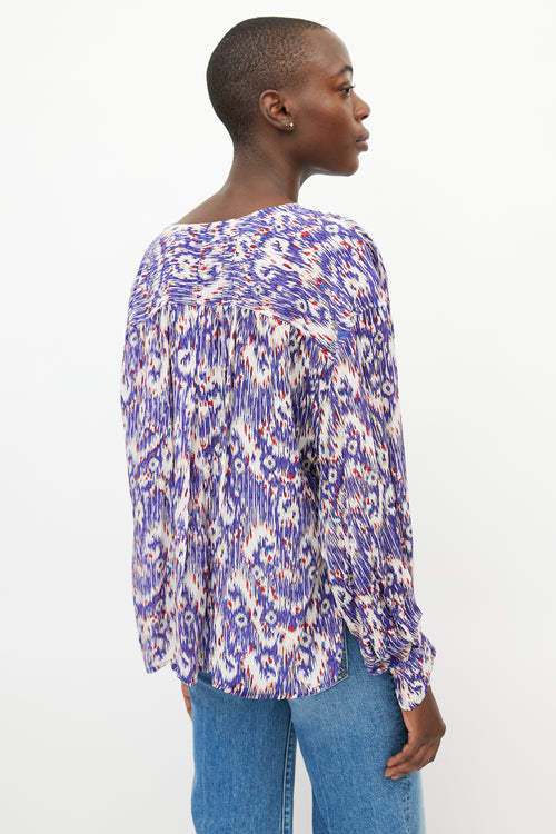 Isabel Marant Étoile Blue 
Multicolour Print Silk Top