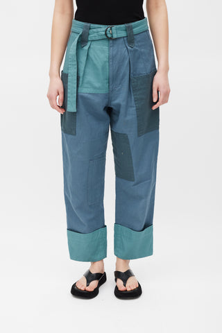 Isabel Marant Étoile Blue Panelled Keyega Cargo Trouser