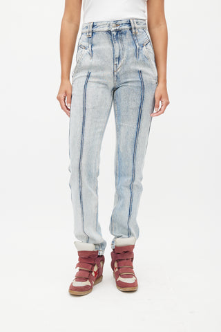 Isabel Marant Étoile Blue Pleated Slim Denim Jeans