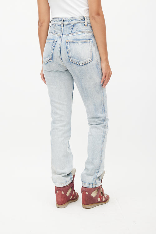 Isabel Marant Étoile Blue Pleated Slim Denim Jeans