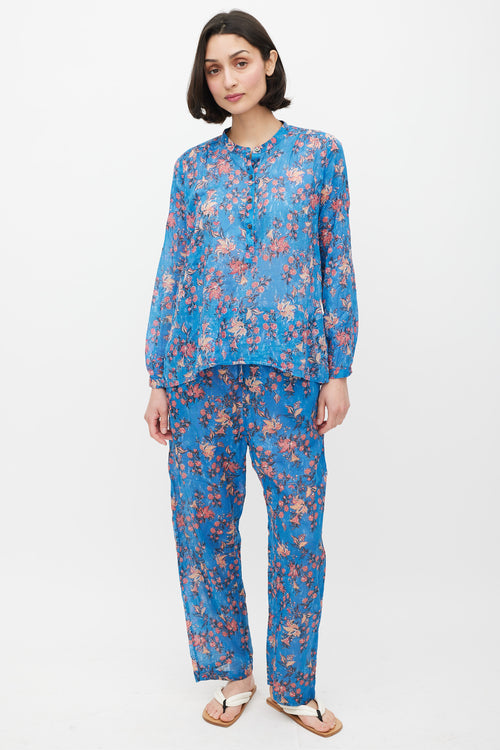 Isabel Marant Étoile Blue 
Red Floral Co-Ord Set