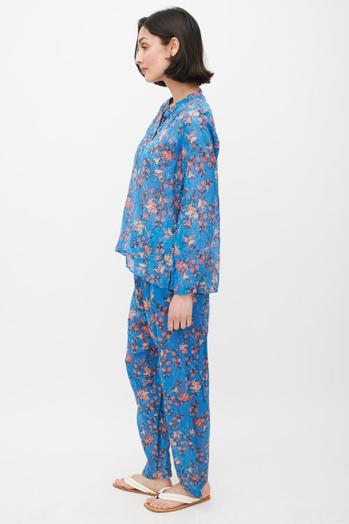 Isabel Marant Étoile Blue 
Red Floral Co-Ord Set