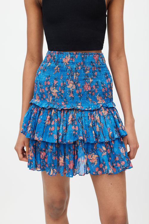 Isabel Marant Étoile Blue 
Red Floral Mini Skirt