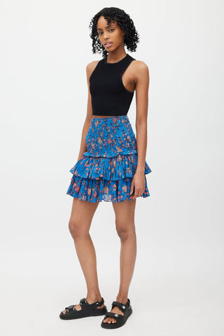 Isabel Marant Étoile Blue 
Red Floral Mini Skirt