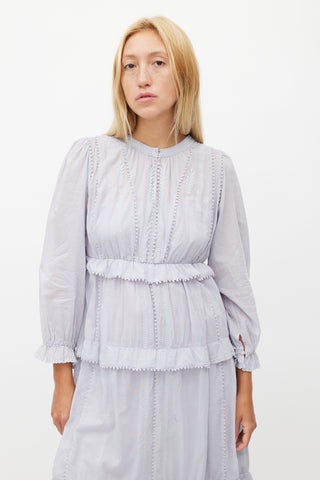 Isabel Marant Étoile Blue Tiered Embroidered Dress