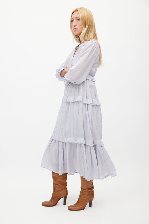 Isabel Marant Étoile Blue Tiered Embroidered Dress