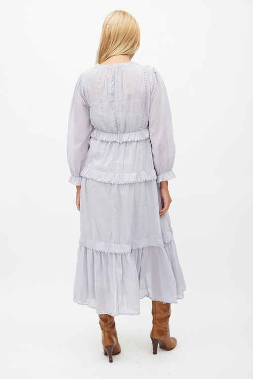 Isabel Marant Étoile Blue Tiered Embroidered Dress