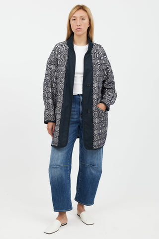 Isabel Marant Étoile Blue 
White Gemotric Print Jacket