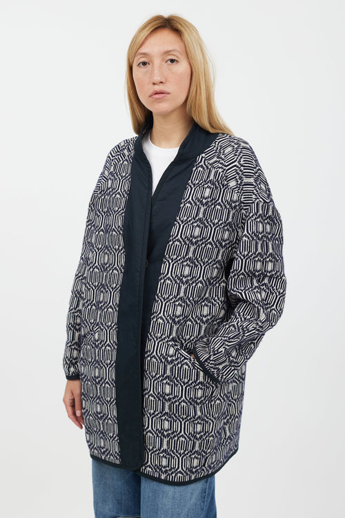 Isabel Marant Étoile Blue 
White Gemotric Print Jacket