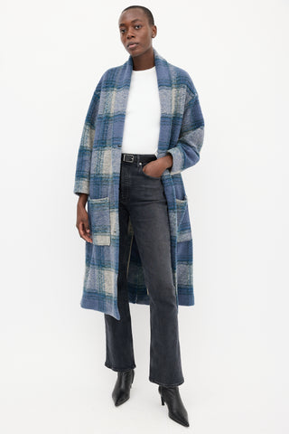 Isabel Marant Étoile Blue Wool Plaid Elayo Coat