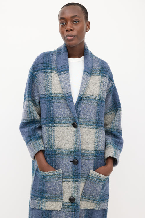 Isabel Marant Étoile Blue Wool Plaid Elayo Coat