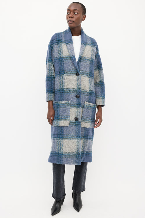 Isabel Marant Étoile Blue Wool Plaid Elayo Coat