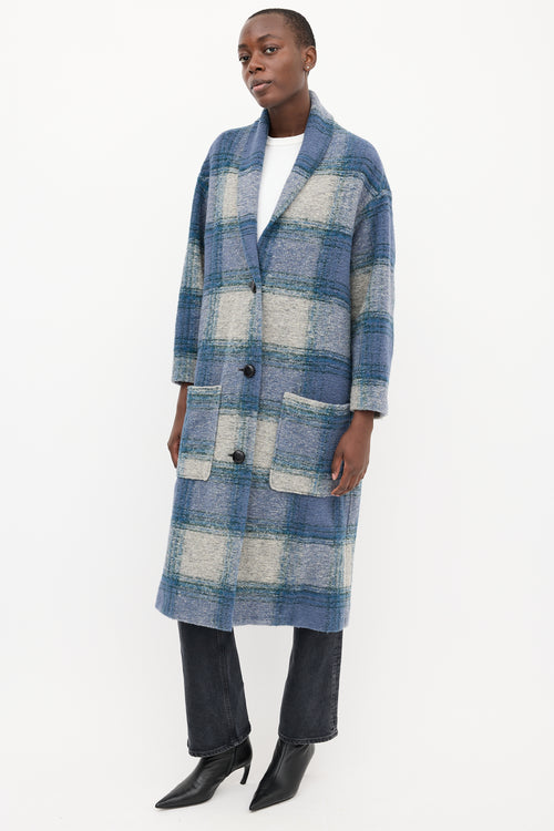 Isabel Marant Étoile Blue Wool Plaid Elayo Coat