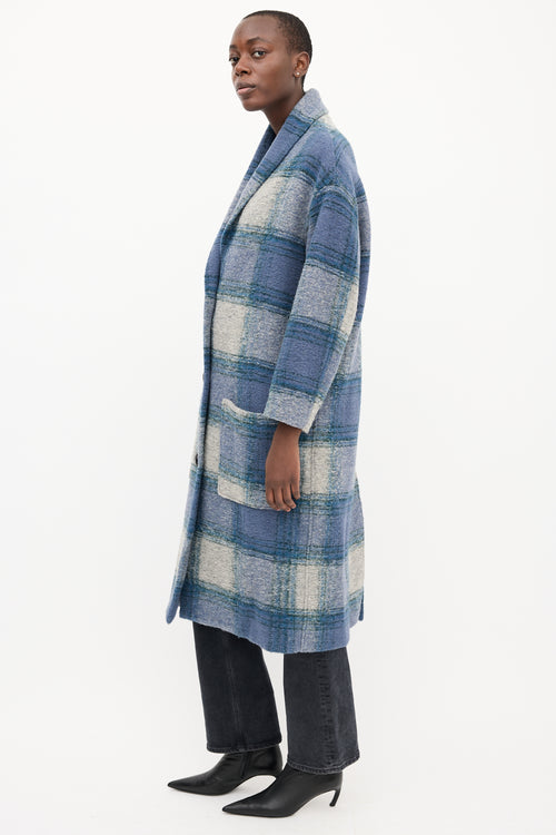 Isabel Marant Étoile Blue Wool Plaid Elayo Coat