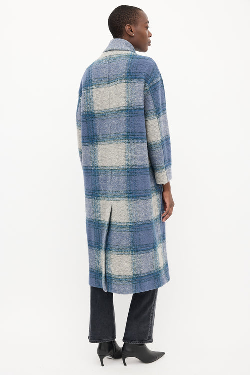 Isabel Marant Étoile Blue Wool Plaid Elayo Coat