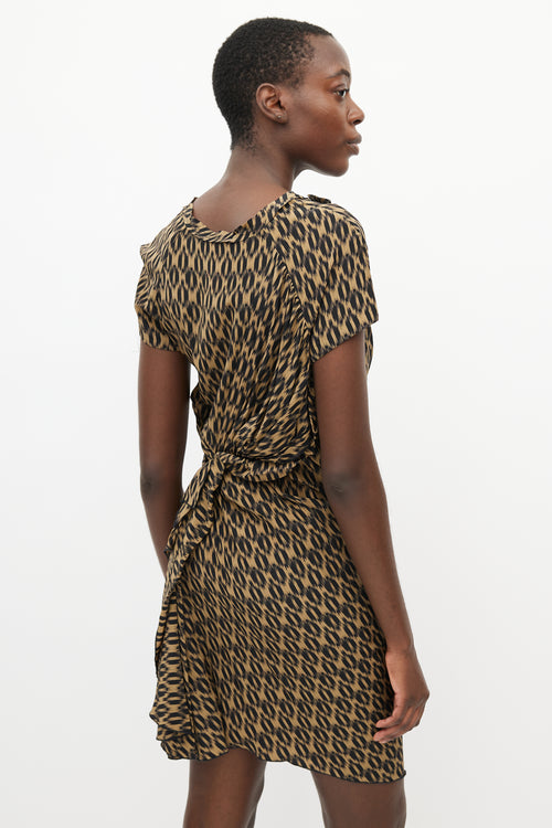 Isabel Marant Étoile Brown 
Black Gathered Silk Dress