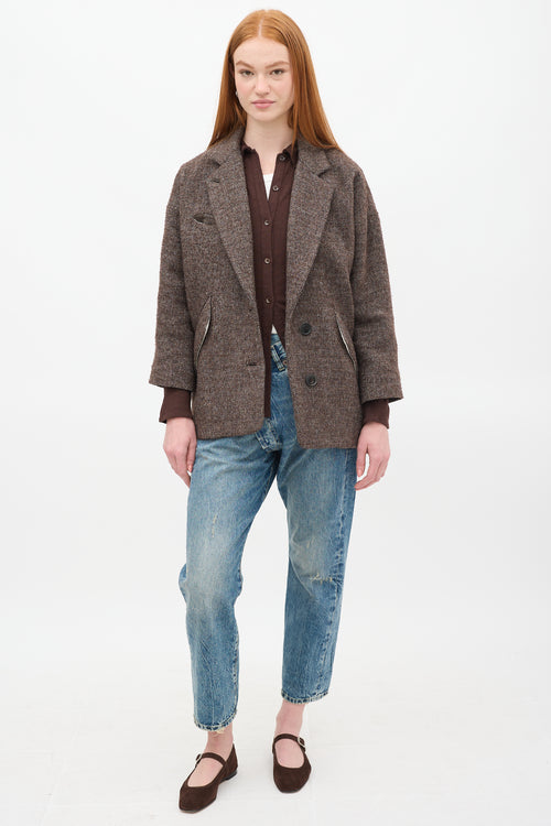 Isabel Marant Étoile Brown 
Cream Wool Blazer