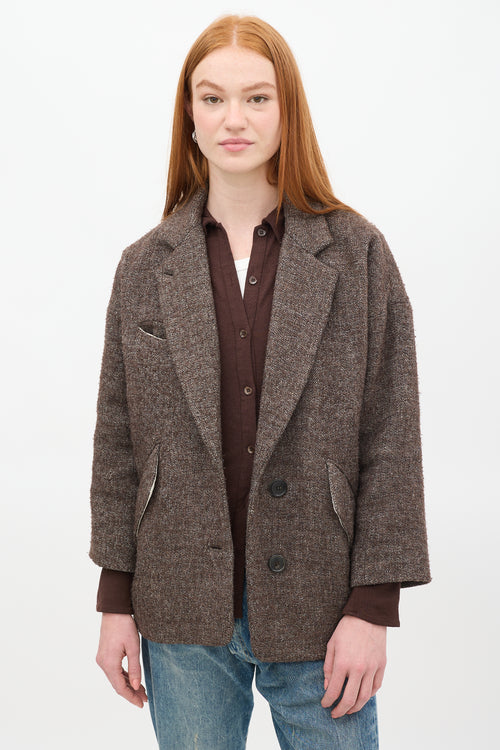 Isabel Marant Étoile Brown 
Cream Wool Blazer