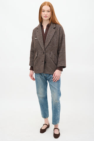 Isabel Marant Étoile Brown 
Cream Wool Blazer