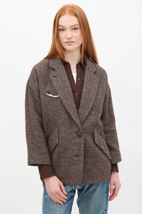 Isabel Marant Étoile Brown 
Cream Wool Blazer