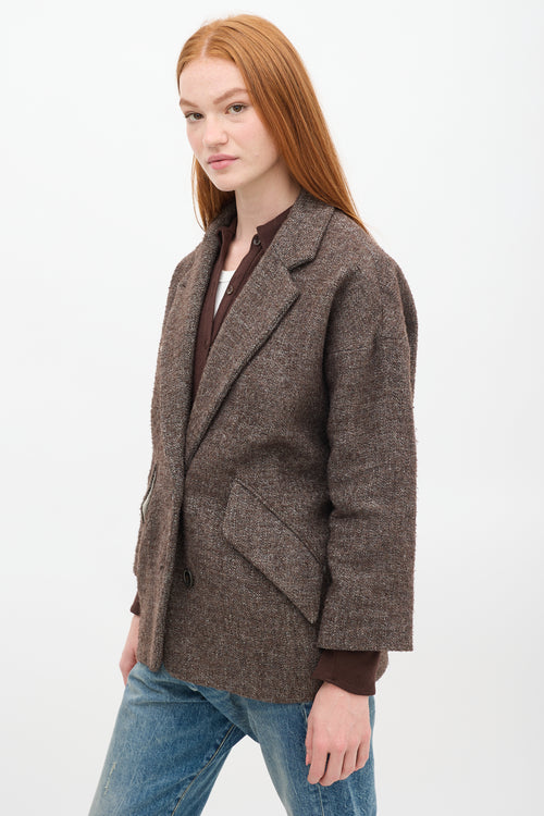 Isabel Marant Étoile Brown 
Cream Wool Blazer