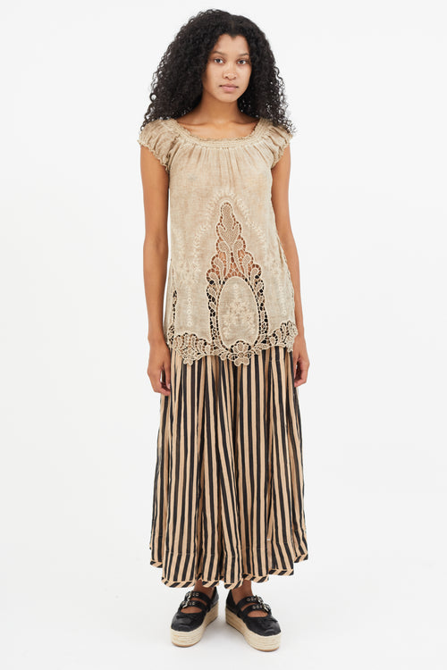 Isabel Marant Étoile Brown Eyelet Ruched Top