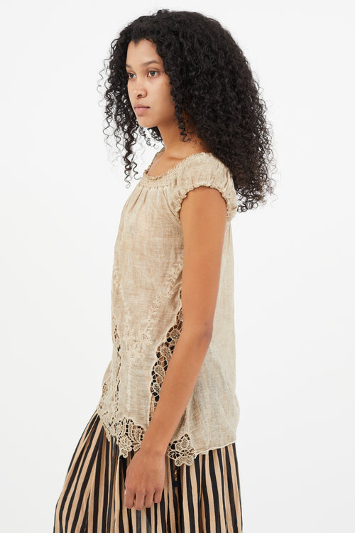 Isabel Marant Étoile Brown Eyelet Ruched Top