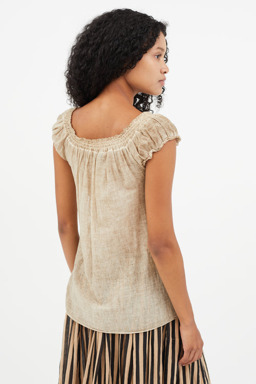 Isabel Marant Étoile Brown Eyelet Ruched Top