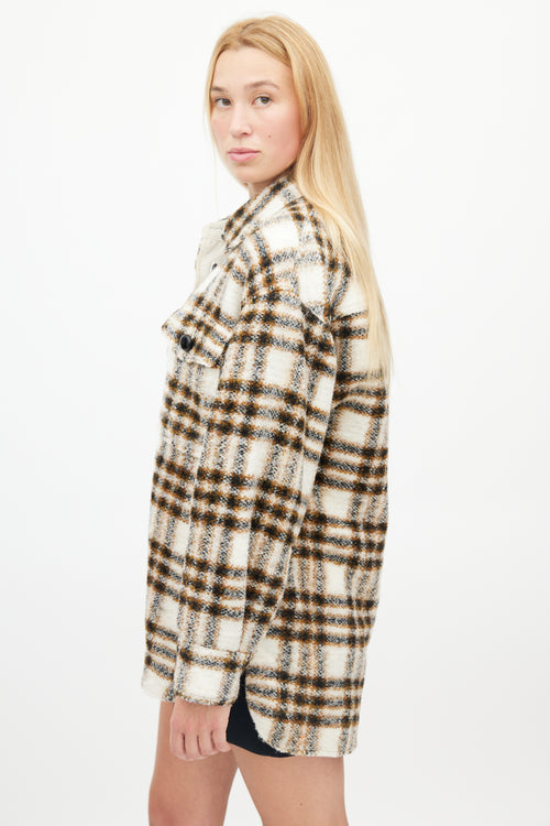 Isabel Marant Étoile Cream 
Brown Plaid Wool Shirt Jacket