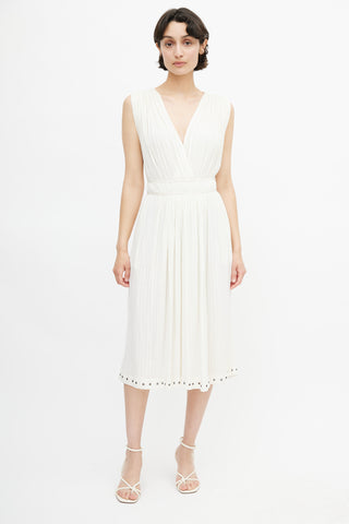 Isabel Marant Étoile Cream Pleated V-Neck Dress