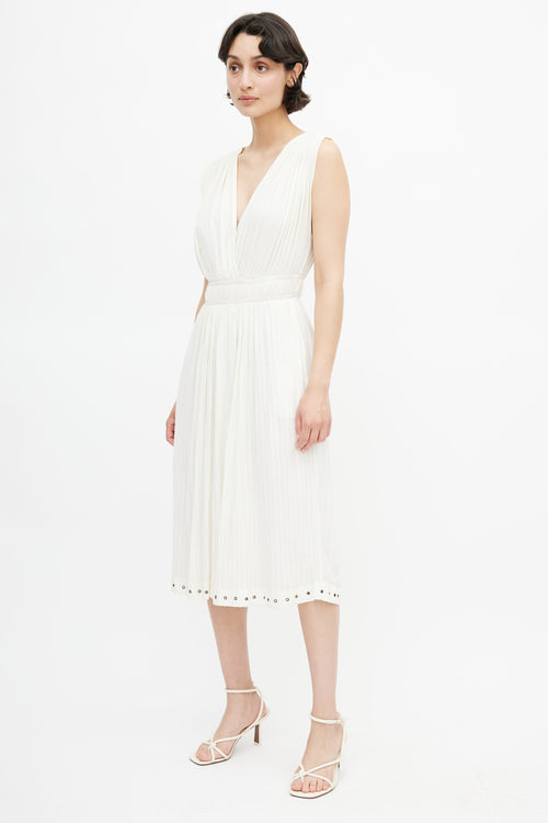 Isabel Marant Étoile Cream Pleated V-Neck Dress