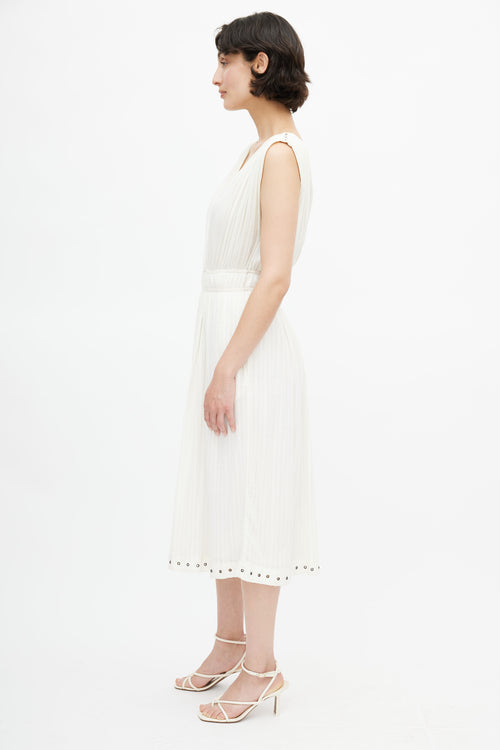 Isabel Marant Étoile Cream Pleated V-Neck Dress