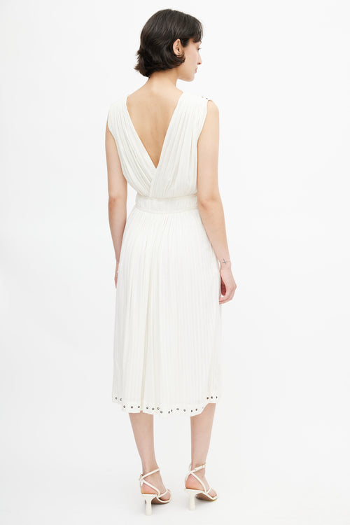 Isabel Marant Étoile Cream Pleated V-Neck Dress