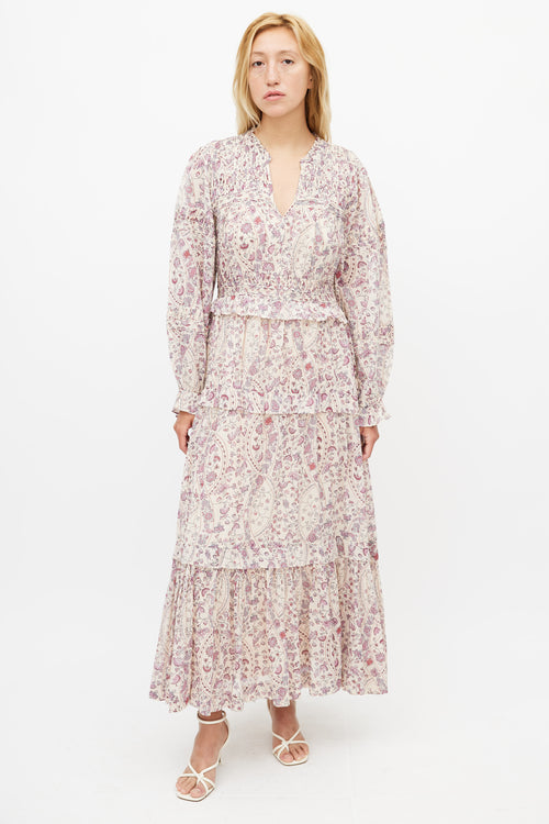 Isabel Marant Étoile Cream 
Purple Floral Maxi Dress