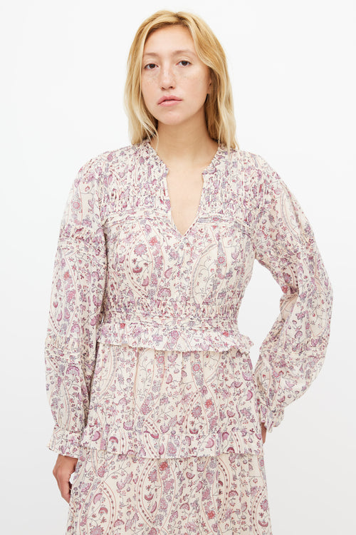 Isabel Marant Étoile Cream 
Purple Floral Maxi Dress