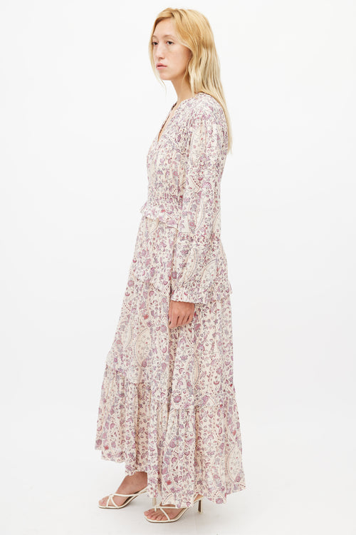 Isabel Marant Étoile Cream 
Purple Floral Maxi Dress