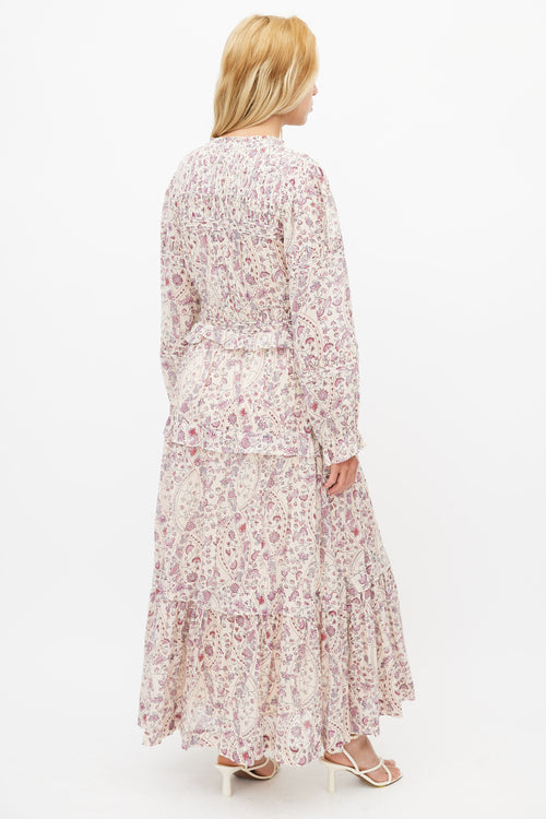 Isabel Marant Étoile Cream 
Purple Floral Maxi Dress