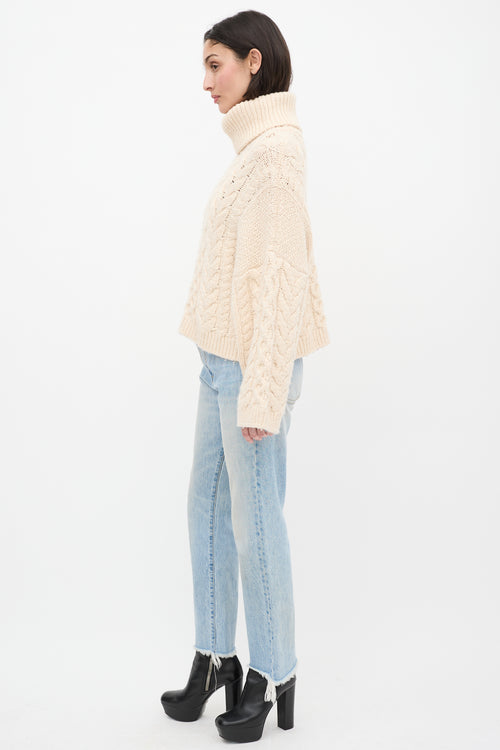 Isabel Marant Étoile Cream Wool Cable Knit Ingrid Sweater