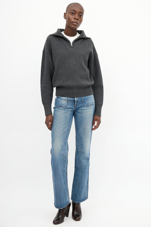 Isabel Marant Étoile Dark Grey Wool Myclan Quarter Zip Sweater