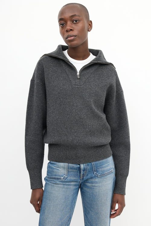 Isabel Marant Étoile Dark Grey Wool Myclan Quarter Zip Sweater