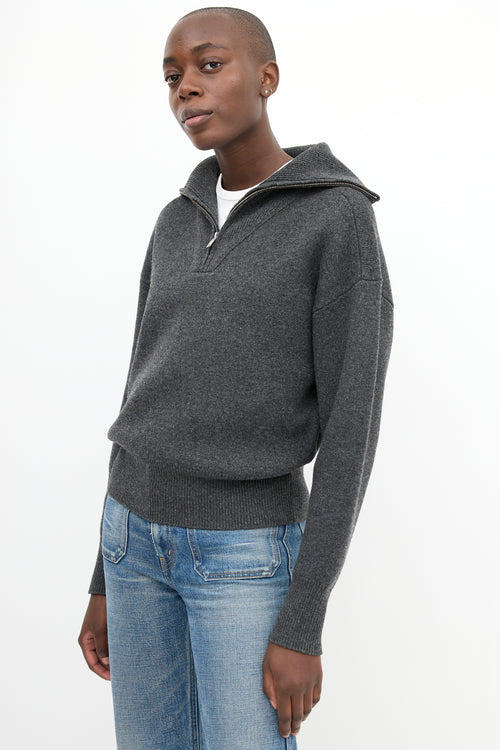 Isabel Marant Étoile Dark Grey Wool Myclan Quarter Zip Sweater