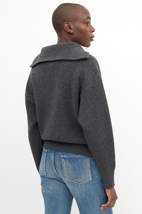 Isabel Marant Étoile Dark Grey Wool Myclan Quarter Zip Sweater