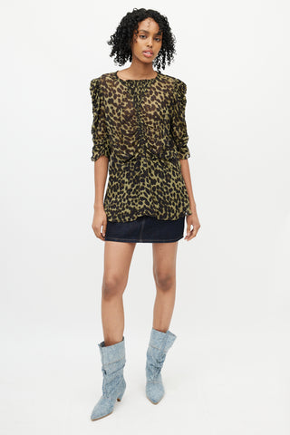 Isabel Marant Étoile Green 
Black Ruched Top