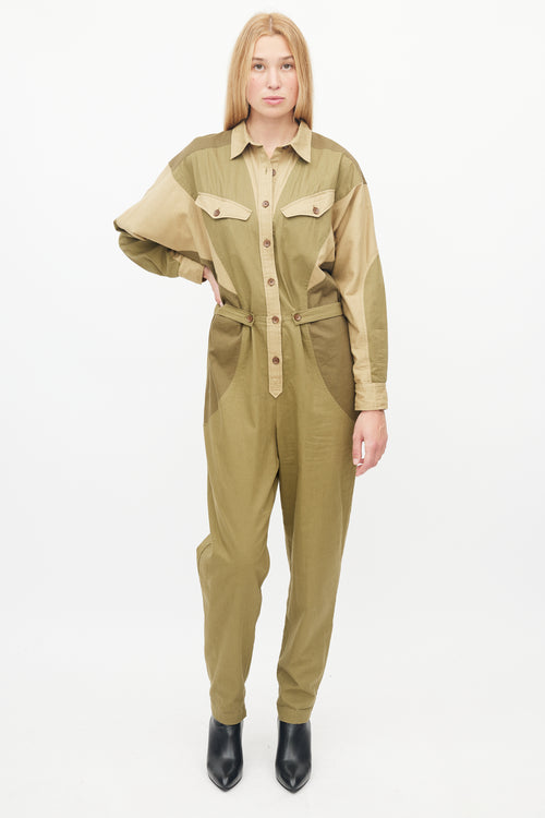 Isabel Marant Étoile Green Cargo Belted Jumpsuit