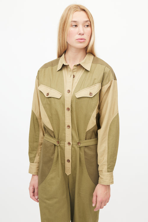 Isabel Marant Étoile Green Cargo Belted Jumpsuit