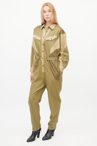 Isabel Marant Étoile Green Cargo Belted Jumpsuit