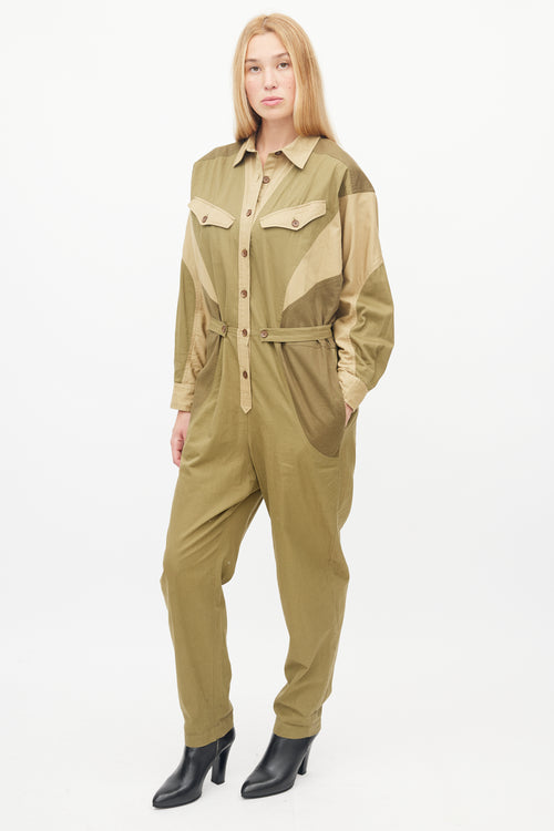 Isabel Marant Étoile Green Cargo Belted Jumpsuit